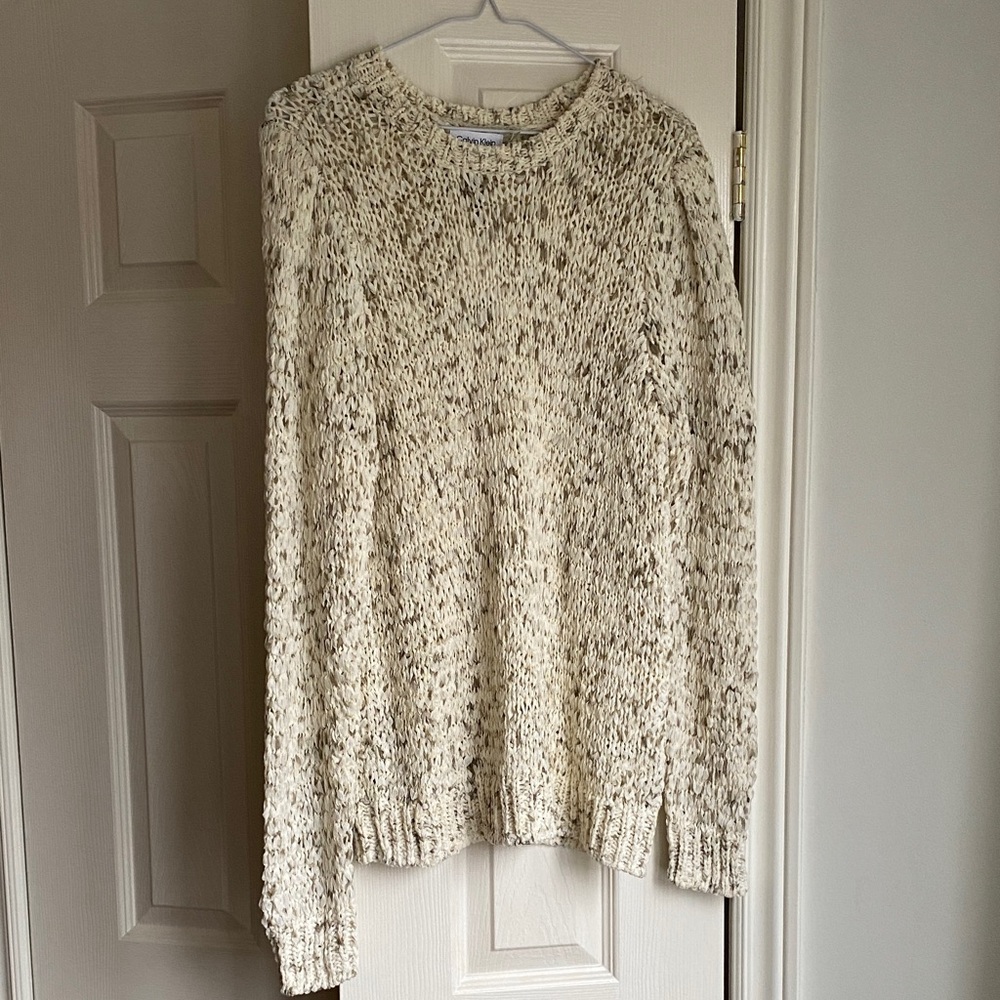 NWT Calvin Klein Unique Open Knit Cream Sweater